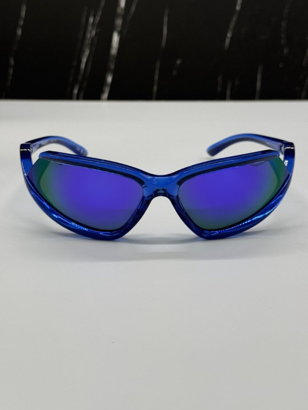 NEW BALENCIAGA BB0289S 004 BLUE GEOMETRIC SUNGLASSES BALENCIAGA EYEWEAR - Picture 3 of 11